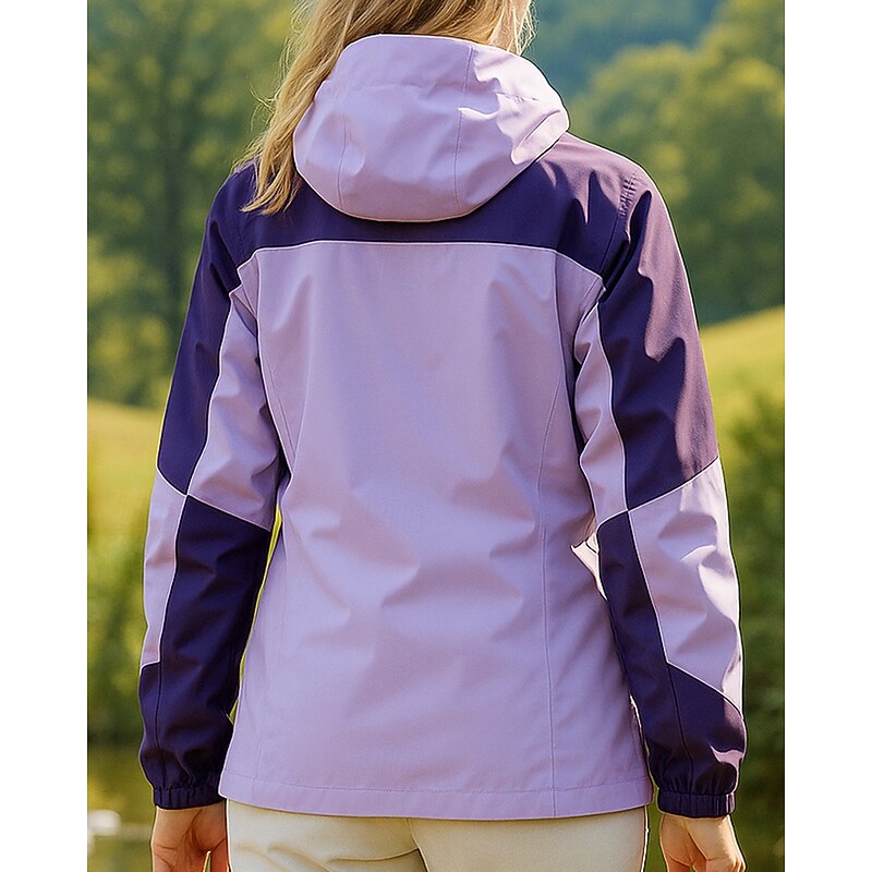 Women's Windbreaker Softshell Jacket Hiking Jacket Outdoor Waterproof Windproof Hiking Outfits Hiking Clothes Spring Autumn / Fall Top Camping / Hiking / Caving Running Patchwork Black Pink Purple2
