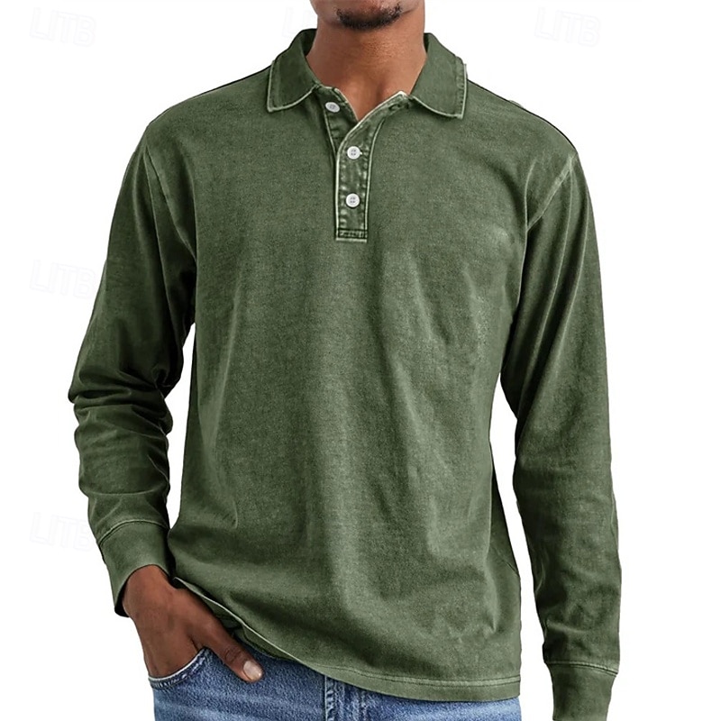 Men's Golf Shirt Golf Polos Shirts Work Casual Lapel Long Sleeve Basic Modern Plain Buttons Spring Fall Regular Fit Black Pink Navy Blue Blue Purple Brown Golf Shirt4