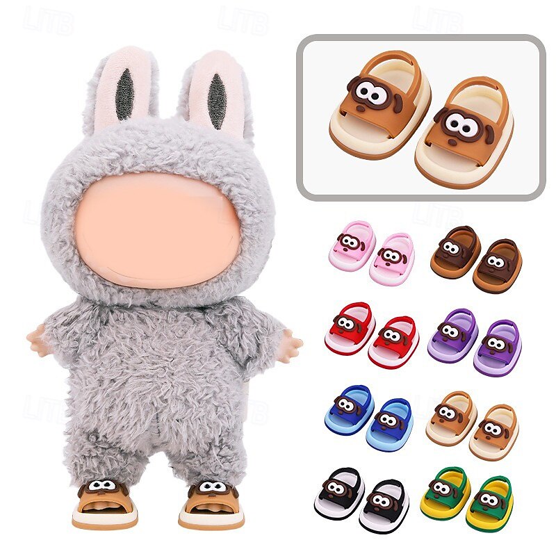 1 Pair Doll Shoes for 17cm Doll Cute Mini Shoes Accessories for 17cm Dolls Sitting Standing Series Silicone Doll Rain Shoes(No Doll)