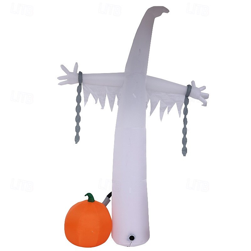1 Pc 3.6M/11.8FT Halloween 2025 New Pumpkin Chain White Ghost Belt Light LED Inflatable Air Model Indoor and Outdoor Courtyard Lawn Garden Party Halloween Festival Atmosphere Decorative Light US/EU/UK4