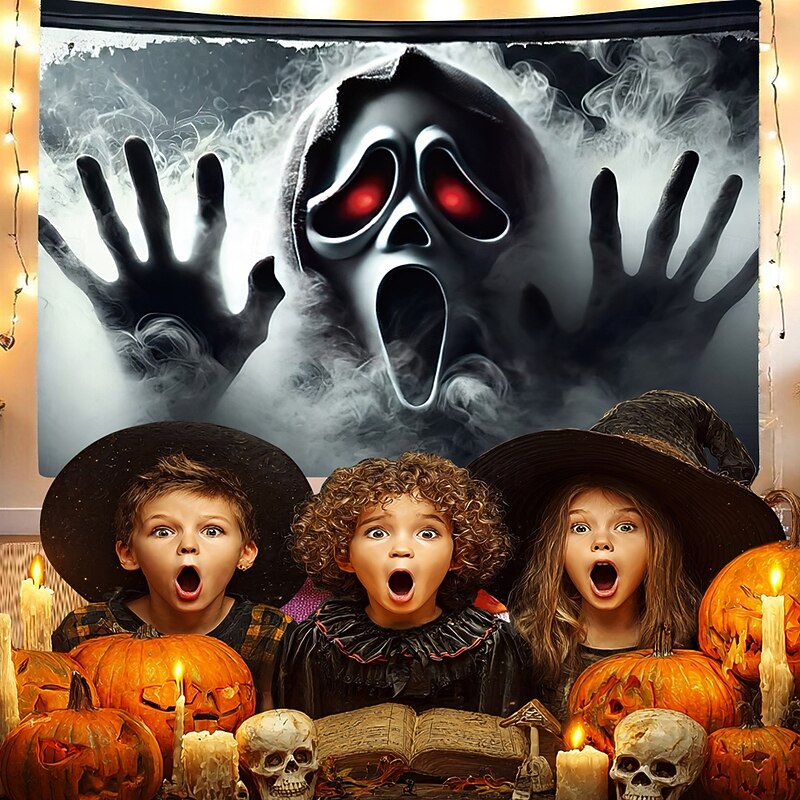 Halloween Tapestry Banners Wall Hangings Grim Reaper 3D Dark Punk Gothic Style Party Dorm Shooting Backgrounds Home Decor