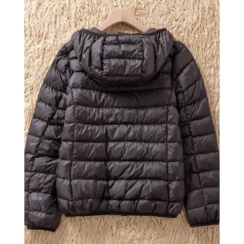 Women's Down Jacket Warm Comfortable Zipper Pocket Fashion Outdoor Plain Street Casual Daily Weekend Zipper Regular Hooded Regular Fit Long Sleeve Outerwear Black Yellow Purple Fall Winter4