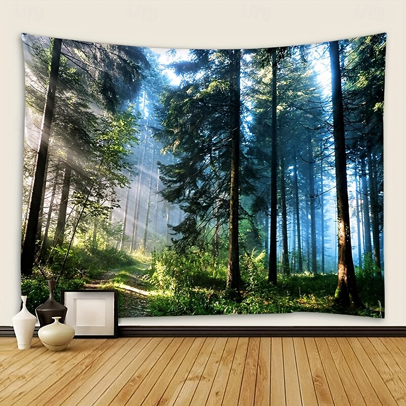 Sunlit Forest Path Tapestry – Nature Wall Hanging for Bedroom, Living Room, or Meditation Room Decor2