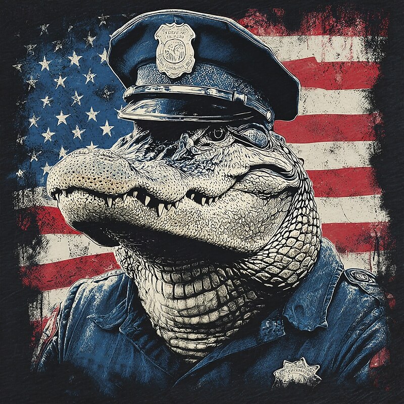 Men's Crocodile 3D USA T Shirt Short Sleeve T shirt 3D Print Crew Neck Shirt Fashion Exaggerated Daily Party Street Casual Black Red Blue Summer Spring Clothing Apparel S M L XL XXL XXXL2