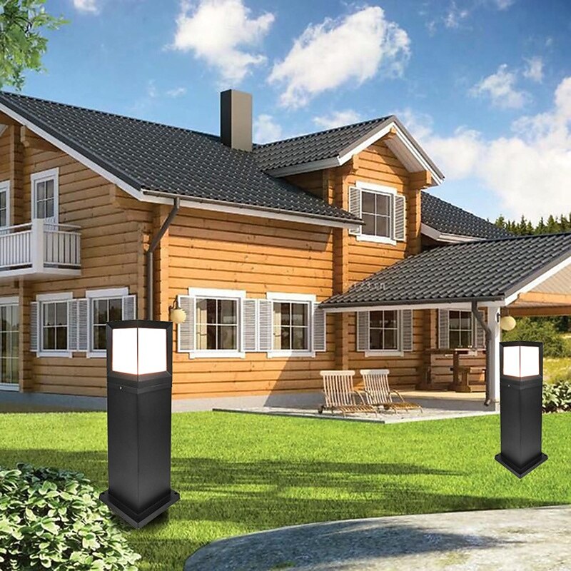 Landscape Path Light, Acrylic Luxury Warm White Landscape Path Light 20W Metal Luxury Modern Outdoor Bollard Lighting for Law Patio Courtyard and Driveway Decoration 110-240V4