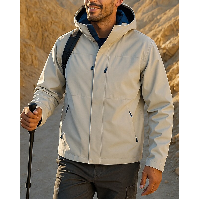 Men's Softshell Jacket Hiking Jacket Hardshell Jacket Outdoor Waterproof Windproof Hiking Outfits Hiking Clothes Spring Autumn / Fall Jacket Hunting Climbing Running Solid Color Black White Grey