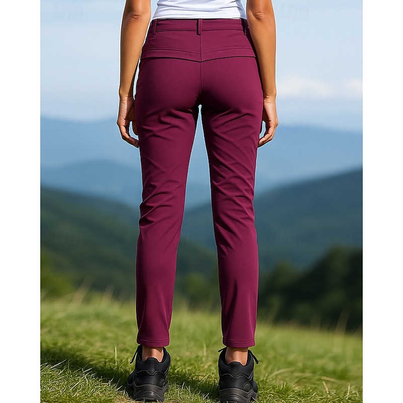 Women's Hiking Pants Trousers Waterproof pants Softshell Pants Outdoor Regular Fit Waterproof Windproof Bottoms Pocket Black Burgundy Camping / Hiking Running S M L XL2