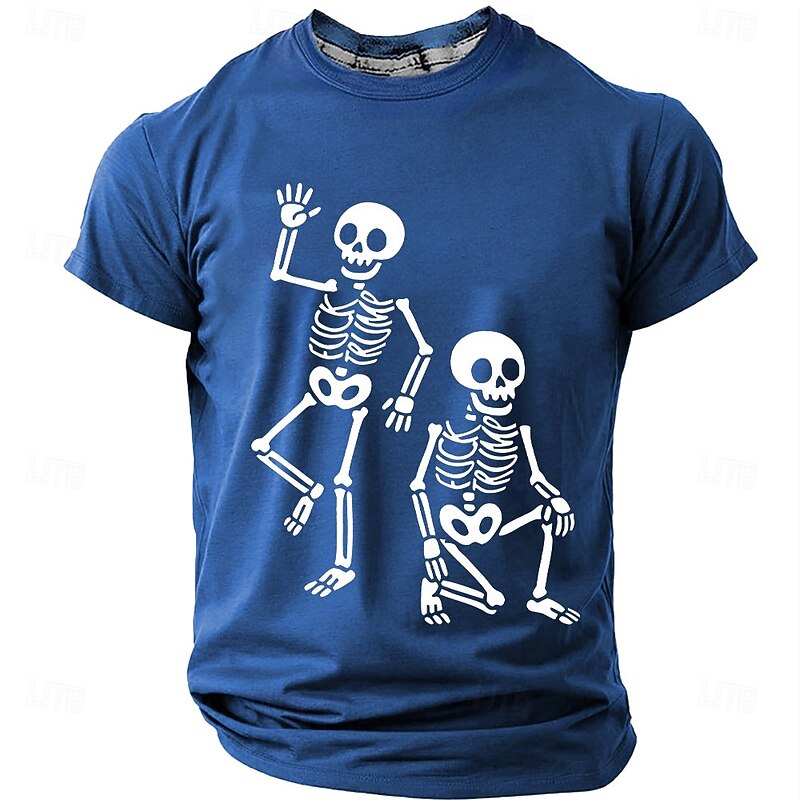 Halloween Men's Skull T Shirt Short Sleeve T shirt 3D Print Crew Neck Shirt Exaggerated Designer Horror Party Street Holiday Black Red Blue Summer Spring All Seasons Clothing Apparel S M L XL XXL XXXL2