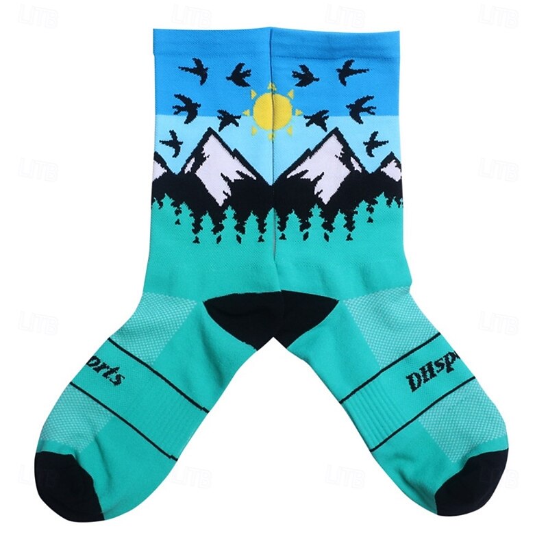 Socks Cycling Socks Bike Socks Sports Socks Athletic Socks Camping / Hiking Hiking Outdoor Exercise Bike / Cycling High Elasticity Comfortable Breathable 1 Pair Animal Nature & Landscapes Letter4