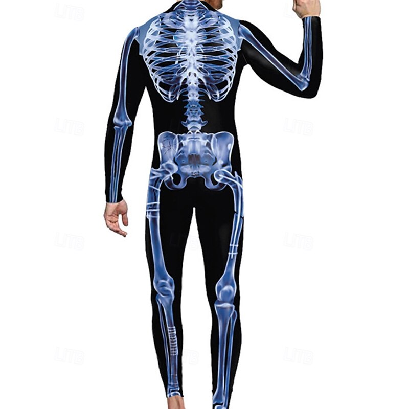 Family Halloween Jumpsuit Skull Halloween pattern Street Print White Yellow Light Red Long Sleeve Matching Outfits3