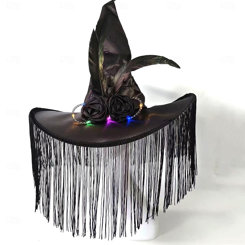 Witch Halloween Hat Led Light Up Kid's Adults' Women's Girls' Halloween Carnival Performance Party Easy Halloween Costumes Dress Up3