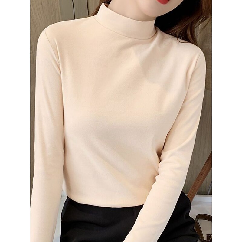 Women's Blouse Floral Stylish Basic Casual Long Sleeve High Neck Regular Tops Daily Black White Yellow Pink Brown Fall Winter4