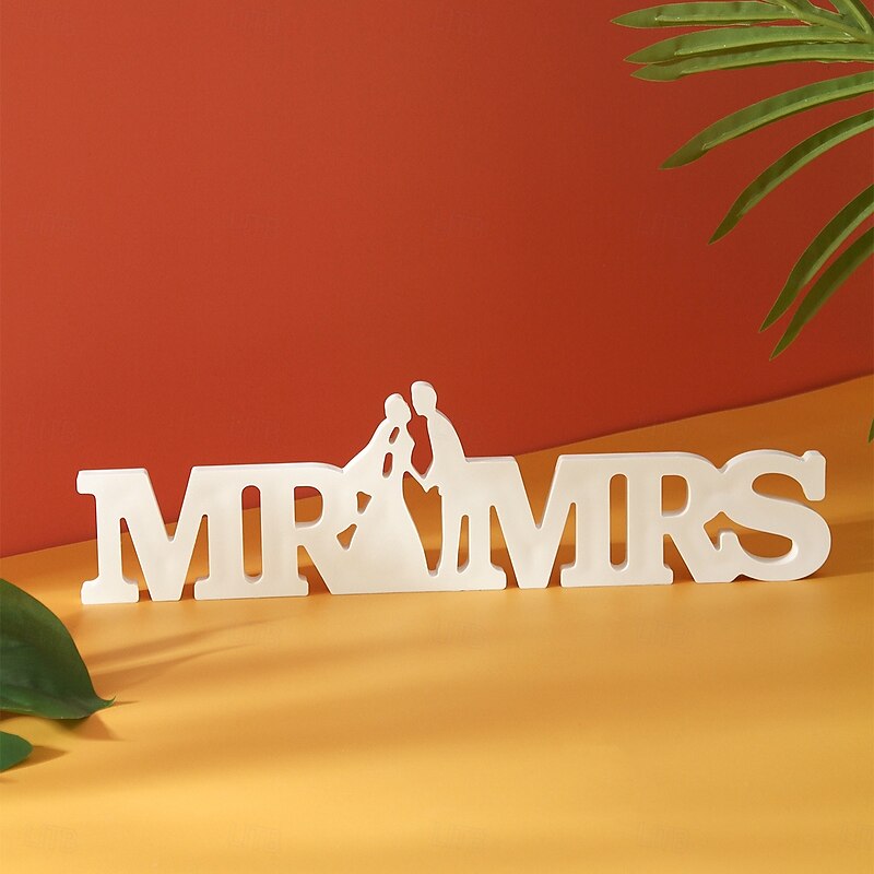 Mr & Mrs Wedding Letter Sign,White Foam Board  Decorative Tabletop Plaque for Valentine's Day, Wedding, Holiday, Party & Home Decor