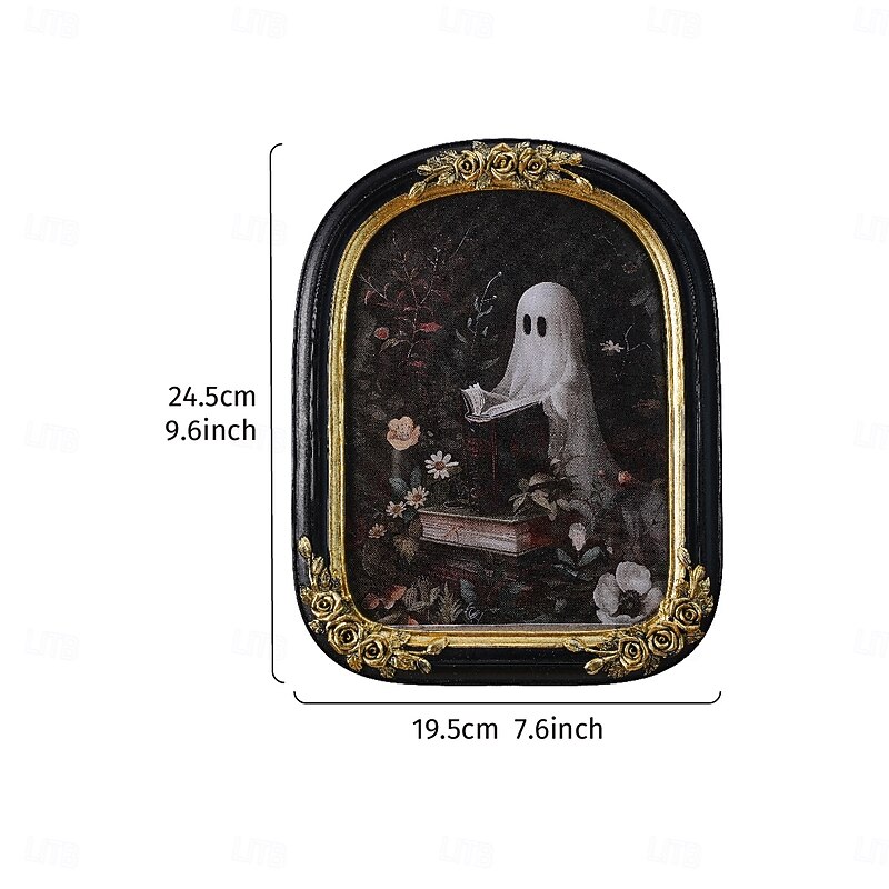 Halloween Resin Ghost Picture Frame – Arched Rose Design Tabletop Decor for Bedroom, Office, Bookshelf – Spooky Halloween Home Decoration & Photography Prop3