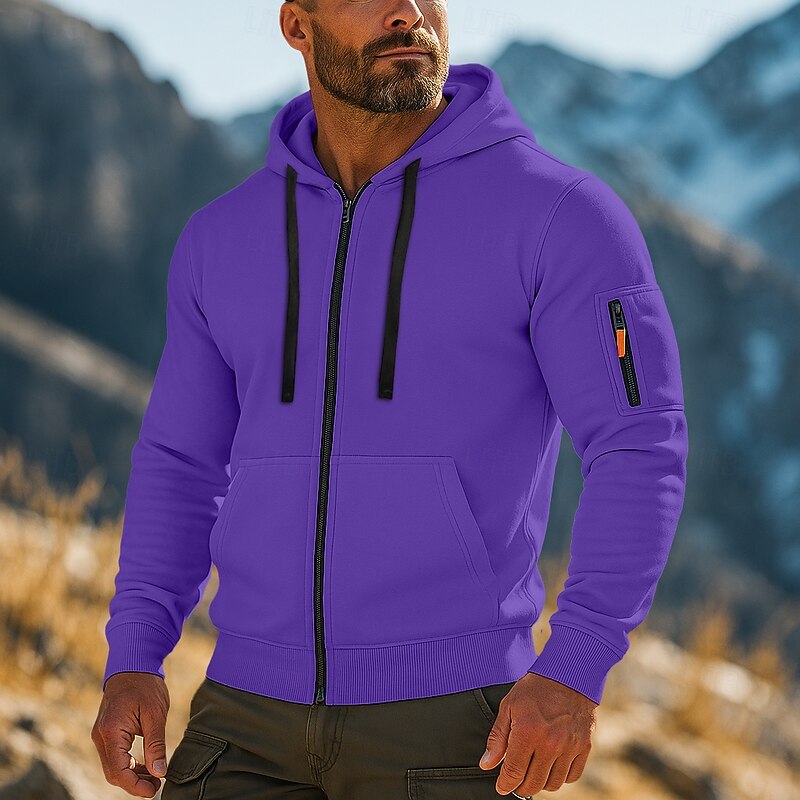 Men's Hoodie Quarter Zip Hoodie Fleece Hoodie Tactical Hoodie Black White Army Green Red Burgundy Hooded Plain Zipper Multi Pocket Sports & Outdoor Casual Daily Streetwear Cool Sportswear Fall4