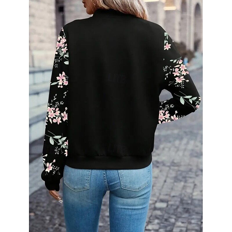 Women's Coat Warm Lightweight Print Elegant Vintage Fashion Retro Geometric Outdoor Vacation Home Street Regular Stand Collar Regular Fit Long Sleeve Outerwear Black Brown Fall Winter4