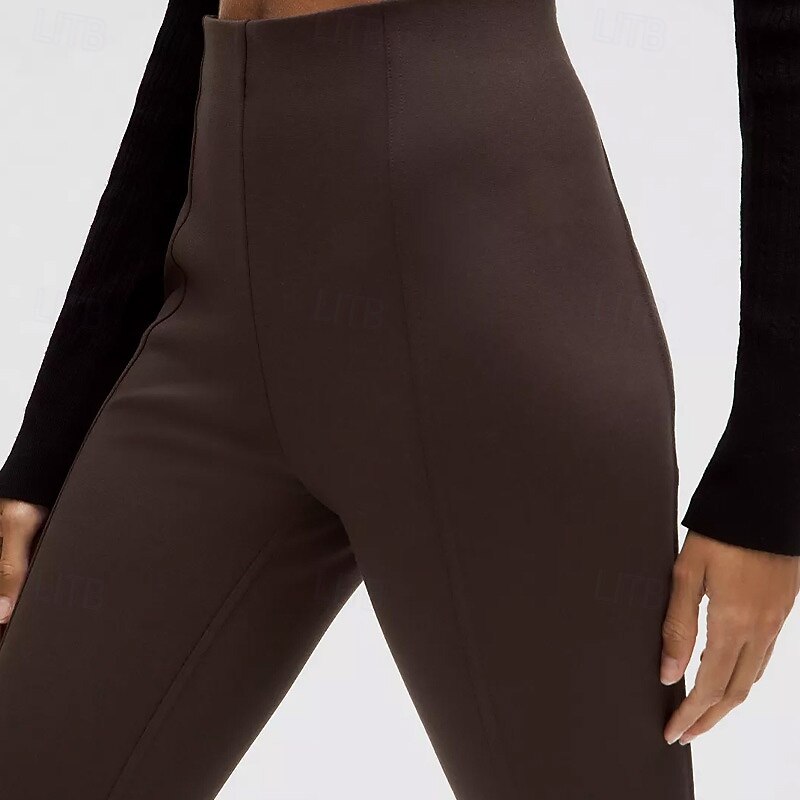 Women's Flared Pants Yoga Leggings Tummy Control High Waist Gym Dance Workout Bottoms Solid Color Black Coffee Sports Activewear4