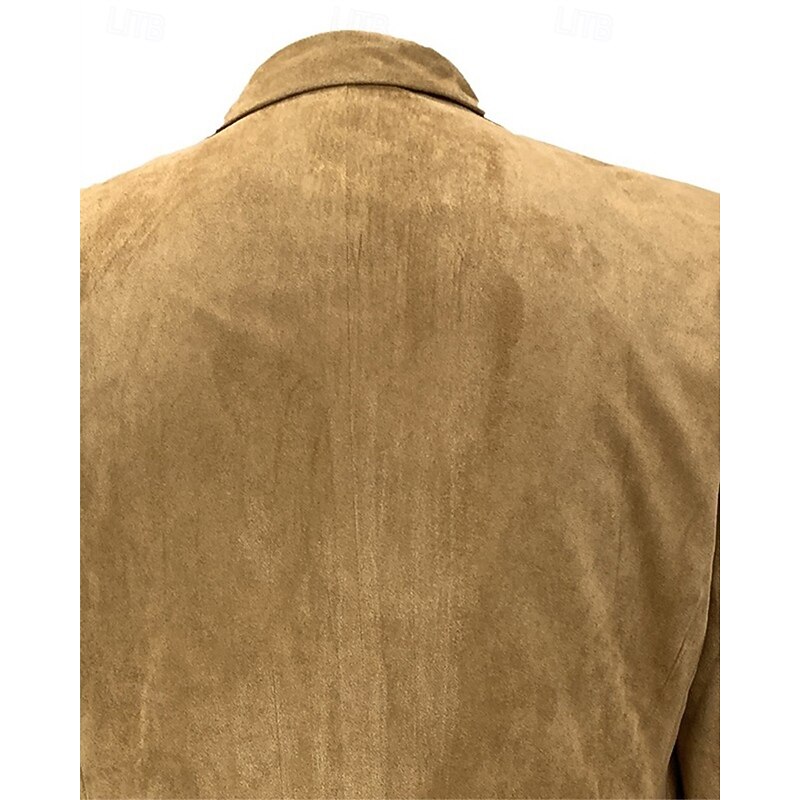 Men's Faux Suede Jacket Faux Suede Blazer Set Business Cocktail Party Wedding Party Fashion Casual Spring Fall Faux Suede Plain Pocket Buttons Comfortable Single Breasted Blazer Navy Blue Brown Green3