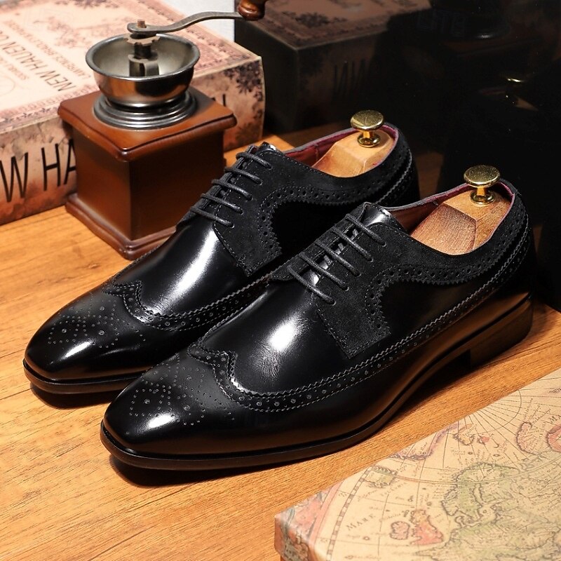 Men's Wingtip Oxford Dress Shoes in Brown and Maroon – Classic Brogue Style for Business and Semi-Formal Events4