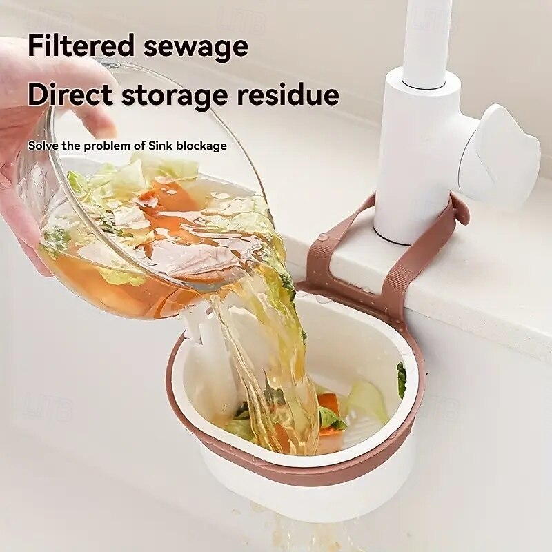 Hanging Sink Kitchen Basin Residue Filter Multi-Functional Drain Basket Quick Drain Kitchen Tools Ergonomic Handle Kitchen Sink Organizer Suitable for Kitchen Sponges and Cleaning Use3