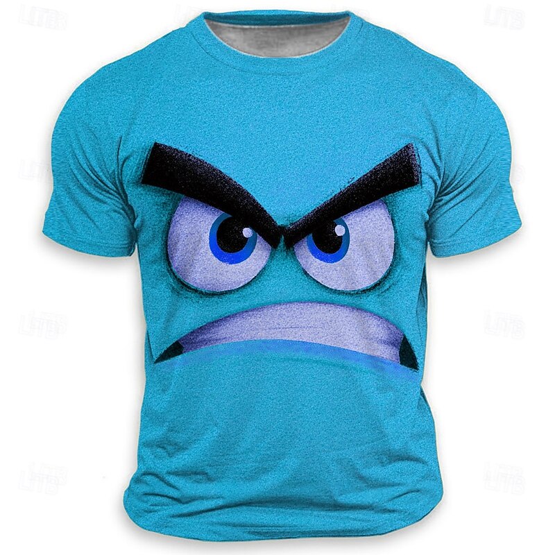 Men's Optical Illusion 3D Funny Emotes T Shirt Short Sleeve T shirt 3D Print Crew Neck Shirt Fashion Exaggerated Designer Party Street Casual Yellow Red Blue Summer Spring All Seasons Clothing Apparel2