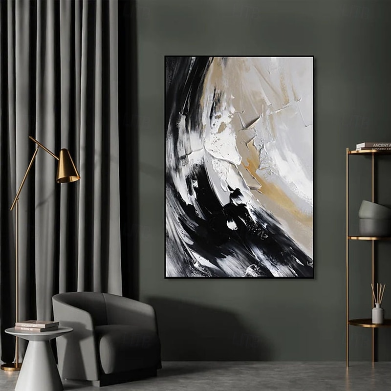 Handmade abstract oil painting Hand Painted ABSTRACT Oil Painting Wall Modern Fashion Abstract Black White Canvas Painting Home Decoration Decor Rolled Canvas Paingtings4