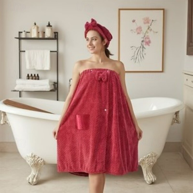 Plus Size Solid Color Bath Towel Large Wearable Bath Wrap Absorbent Oversized Cotton Bathroom Towel Soft Spa Robe for Home Shower Swimming Pool Accessory3