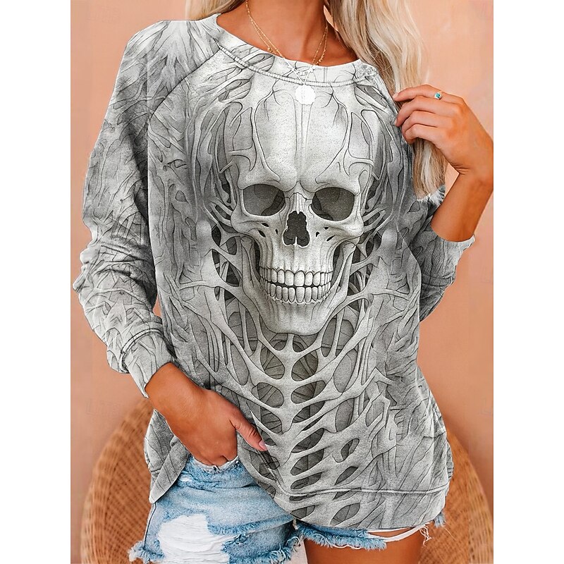 Halloween Women's Sweatshirts Graphic Fashion Casual Long Sleeve Crew Neck Regular Tops Street Dailywear Casual Print Black Blue Orange Brown Gray Fall Winter
