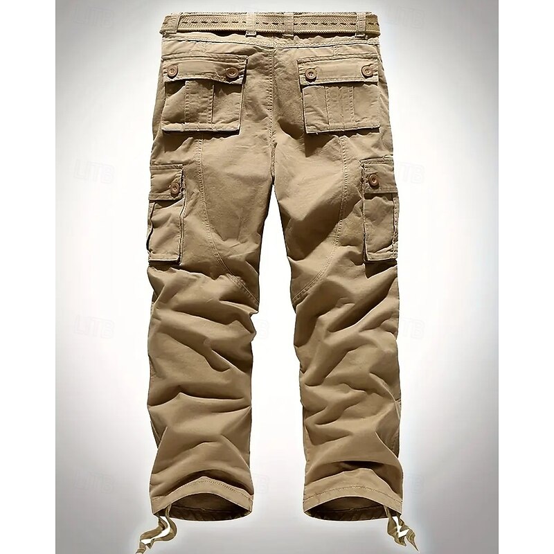 Men's Cargo Pants Trousers Buttons Multi Pocket Plain Wearable Outdoor Daily Camping & Hiking Fashion Classic Black Army Green2