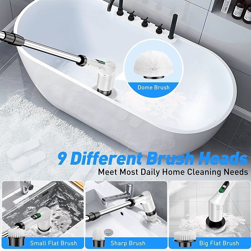 7 in 1 Multi-functional Digital Electric Cleaning Brush Rotatable and Extensible Wireless Handheld Brush for Bathing and Kitchen Use4