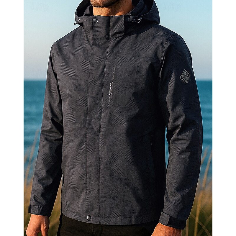 Men's Windbreaker Softshell Jacket Hiking Jacket Outdoor Waterproof Windproof Hiking Outfits Hiking Clothes Spring Autumn / Fall Top Camping / Hiking / Caving Running Solid Color Black Grey3