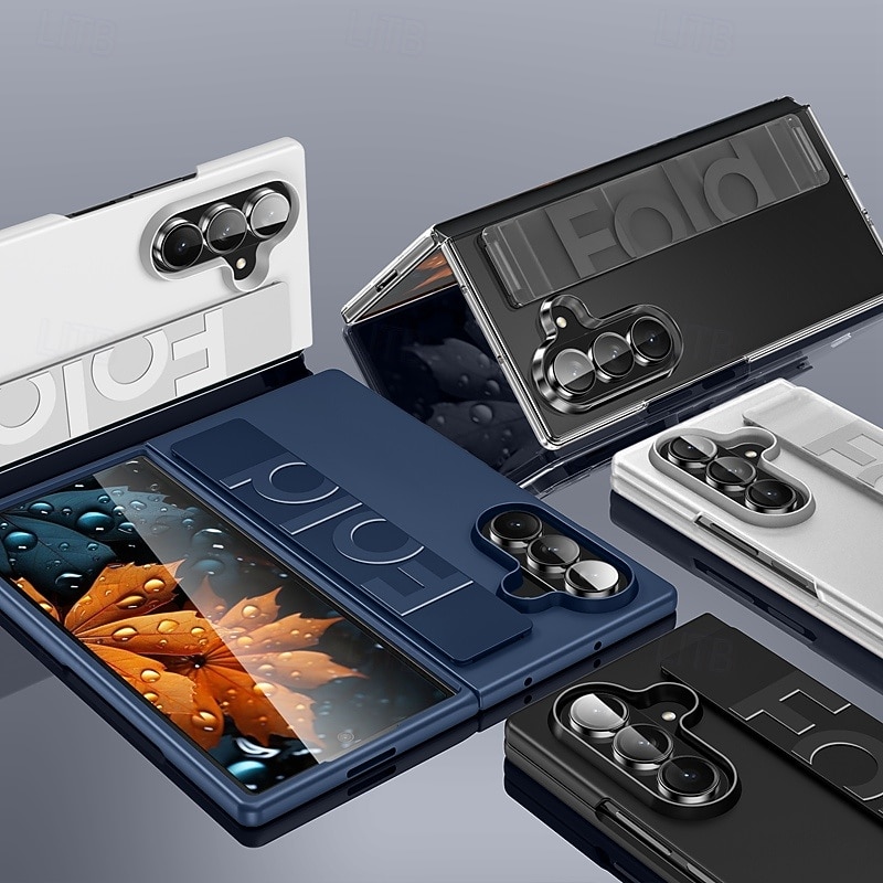 Phone Case For Samsung Galaxy Z Fold 7 Z Fold 6 Z Fold 5 Z Fold 4 Back Cover with Wrist Strap Shockproof Retro Silicone