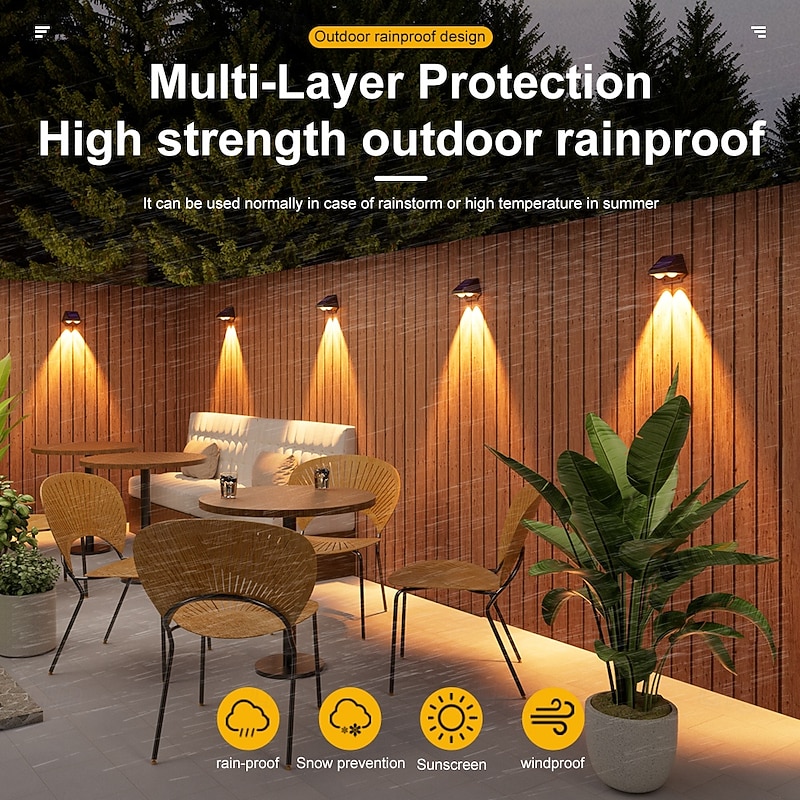2/4PCS Solar Wall Light Outdoor Waterproof Fence Lamp Garden Wall Washer Light Home Balcony Holiday Decoration Atmosphere Light Villa Street Light3