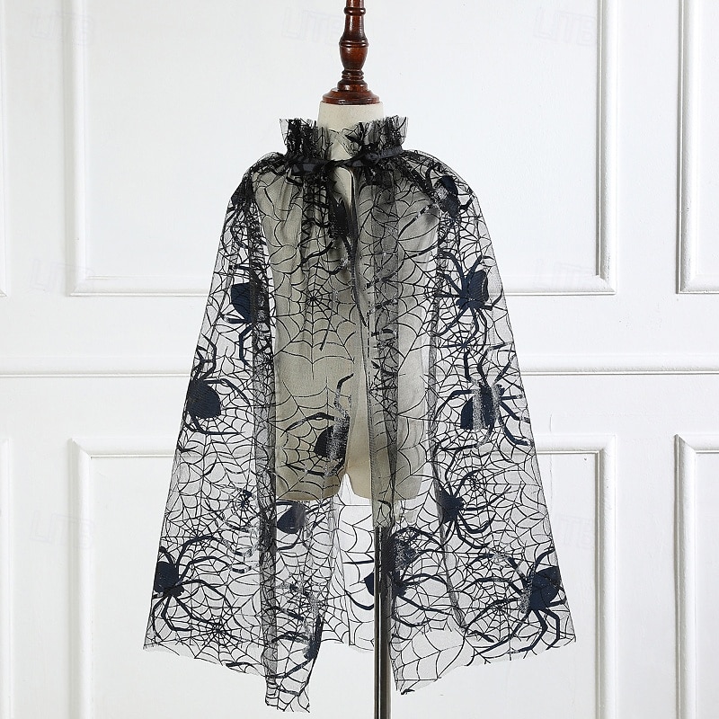 Kids Girls' Halloween Cape Spider Fashion Outdoor Coat Outerwear 4-12 Years Fall Black Purple