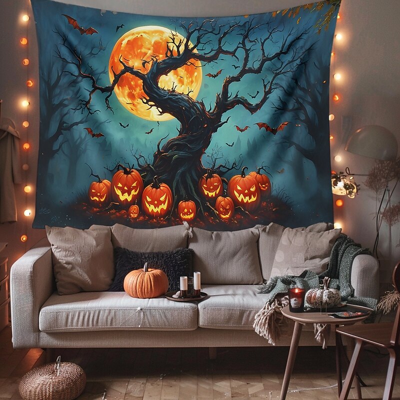 Halloween Tapestry Banners Blanket Pumpkin Cemetery Fantasy Dark Punk Gothic Style Party Dorm Shooting Backgrounds Home Decor2