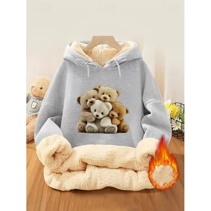 Women's Pullover Hoodie Sweatshirt Graphic Animal Letter Casual Comfrt Long Sleeve Hooded Regular Tops Street Dailywear Casual Pocket Print Black Pink Red Green Light Grey Fall Winter3