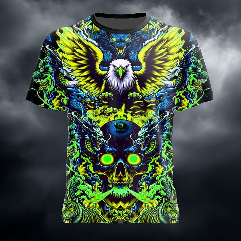 Halloween Men's Devil T Shirt Short Sleeve T shirt 3D Print Crew Neck Shirt Exaggerated Designer Horror Party Street Holiday Red Blue Green Summer Spring All Seasons Clothing Apparel S M L XL XXL XXXL2