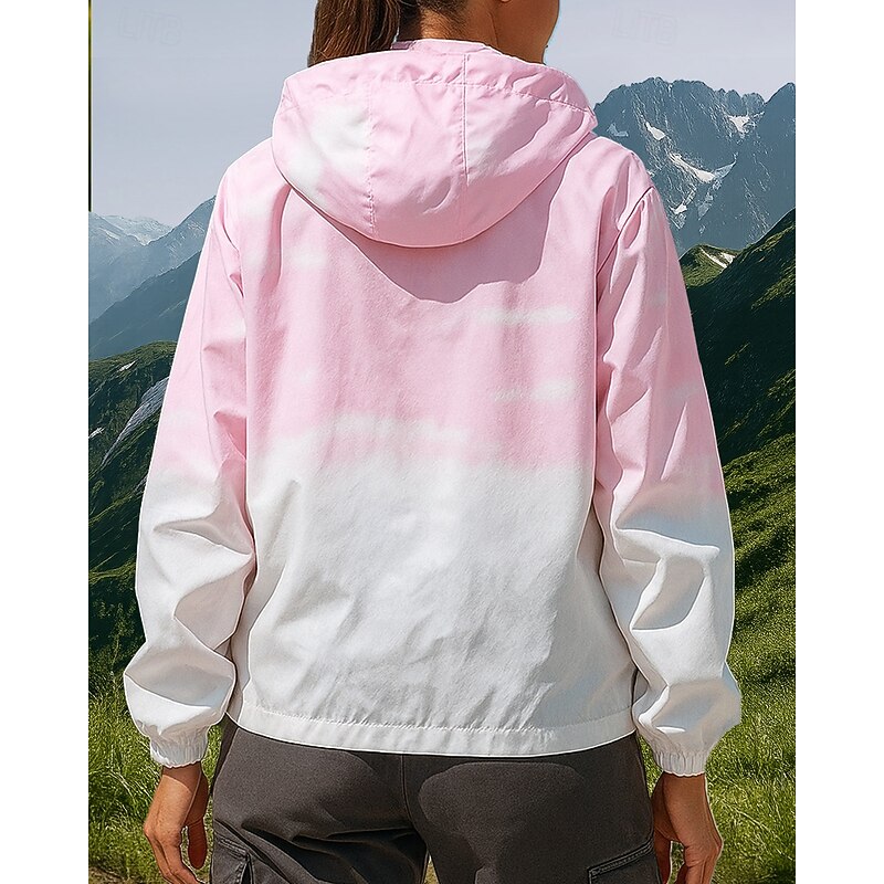 Women's Windbreaker Softshell Jacket Hiking Jacket Outdoor Waterproof Windproof Hiking Outfits Hiking Clothes Spring Autumn / Fall Top Camping / Hiking / Caving Running Gradient Pink Blue Light Green2
