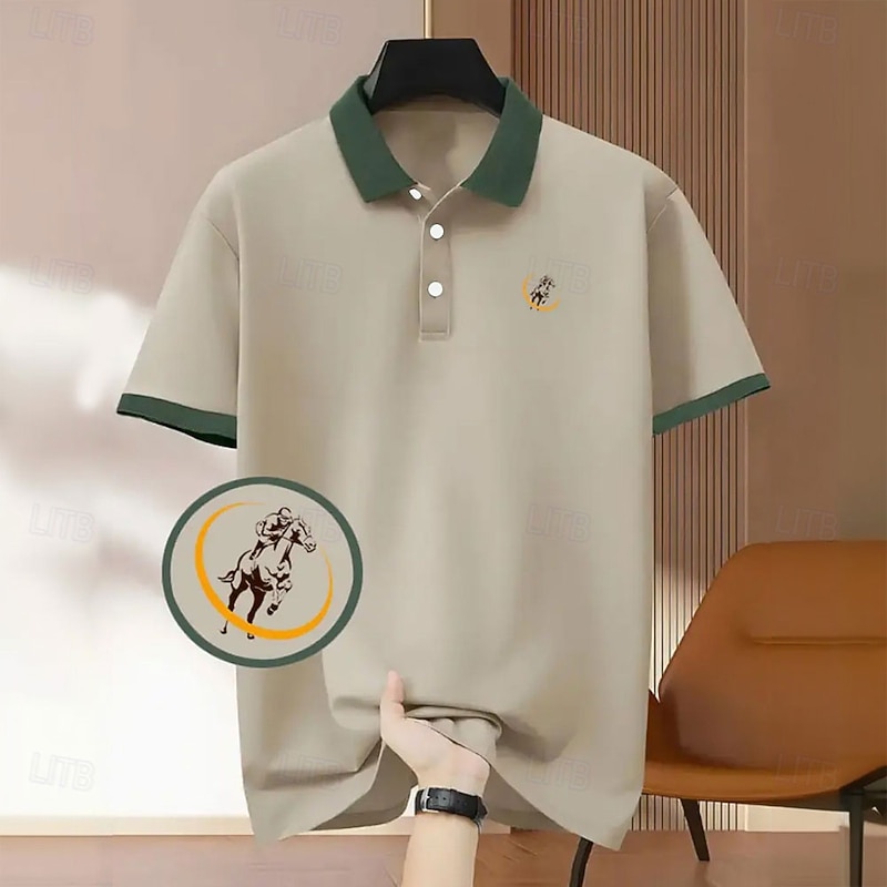 Kentucky Derby Men's Horse Racing Polo Short Sleeve Polo Shirts Collared Shirts Business Casual Outdoor Athleisure Daily Wear 3D Print Summer Spring Fall Pink Brown Green3