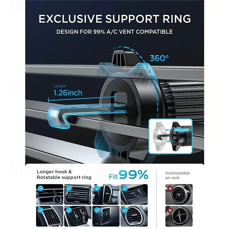 Air Vent Car Phone Mount Holder Universal Adjustable Dashboard Clip On Mobile Stand Vehicle Car Interior Navigation Secure Grip Smartphone Accessory Easy Installation3