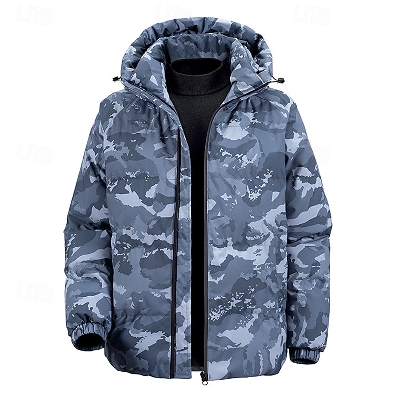 Men's Hiking Jacket Puffer Jacket Thermal Jacket Outdoor Thermal Hiking Outfits Hiking Clothes Winter Autumn / Fall Top Camping / Hiking / Caving Running Camo Army Green Blue Grey2