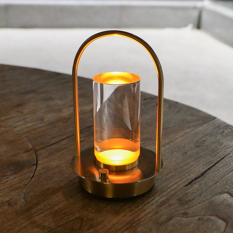 Portable Metal Table Lamp for Outdoor Indoor 3 Colors Cordless Table Lamp Rechargeable Dimmable Battery Powered Small Desk Lamps, Lantern Lamps for Patio Bedroom Restaurant Bar Camping4