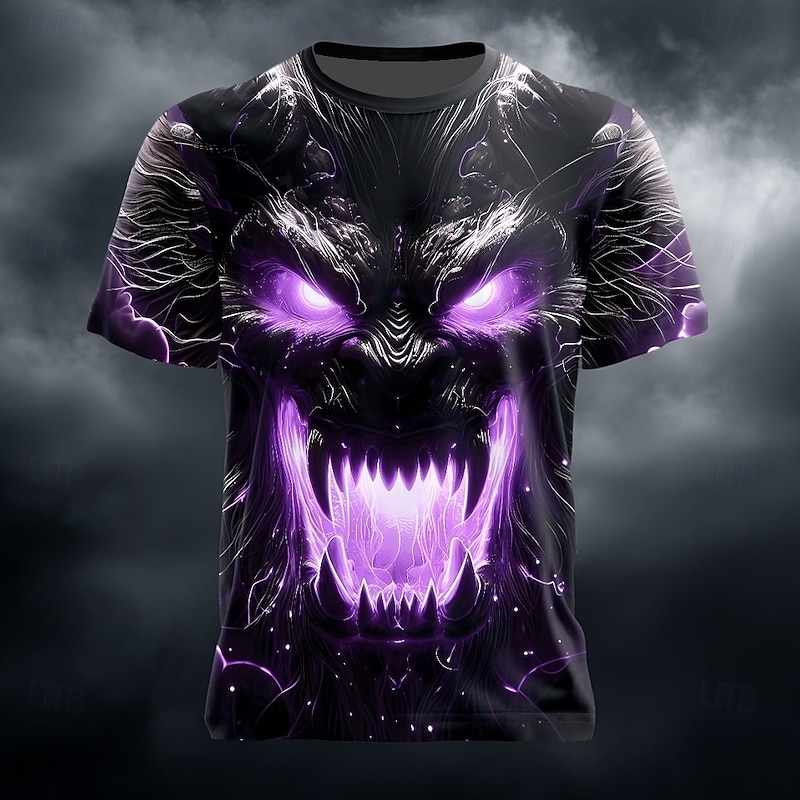 Halloween Men's Skull Optical Illusion 3D T Shirt Short Sleeve T shirt 3D Print Crew Neck Shirt Exaggerated Designer Horror Party Street Holiday Pink Red Blue Summer Spring All Seasons Clothing4