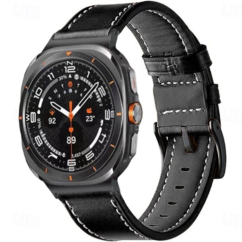 Watch Band for Samsung Galaxy Watch 8 40/44mm Watch 8 Classic 46mm PU Leather Replacement  Strap Adjustable Stainless Steel Buckle Leather Link Wristband2