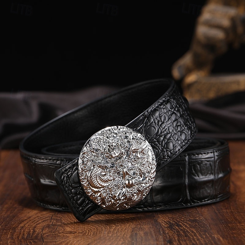 Men's Belt Waist Belt Silver Gold PU Leather Alloy Durable Adjustable Dragon Outdoor Daily
