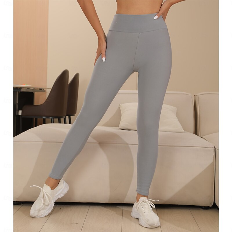 Women's Winter Fleece-Lined Thickened High-Waisted Skinny Stretchable Leggings for Outer Wear Slim-Fit Pants3