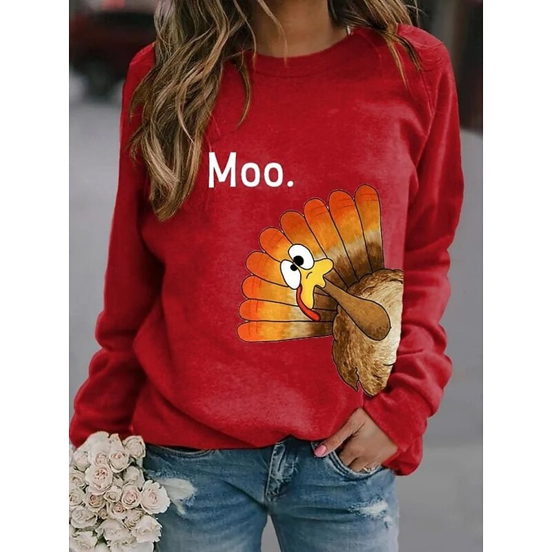 Halloween Women's Sweatshirts Graphic Animal Casual Long Sleeve Crew Neck Regular Tops Street Dailywear Casual Print White Red Orange Green Spring Fall Winter2