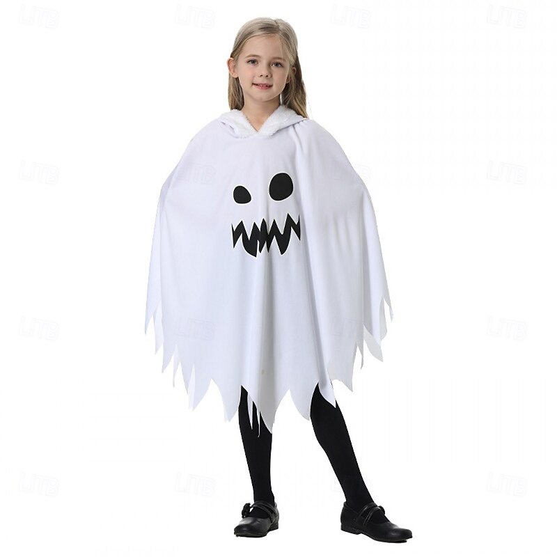 Kids Halloween Glowing Ghost Cape Costume – Light-Up White Cloak for Role Play, Fancy Dress, Party Performance, and Trick-or-Treat Fun2