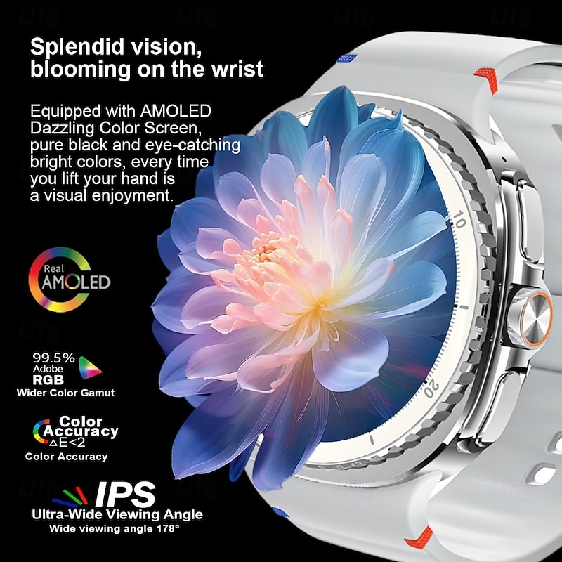 HC8 Smart Watch 1.43 inch Smartwatch Fitness Running Watch Bluetooth Pedometer Call Reminder Activity Tracker Compatible with Android iOS Women Men Long Standby Waterproof Media Control IP68 22mm3