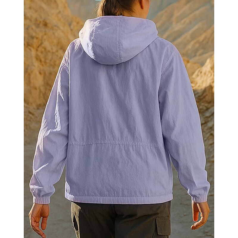 Women's Outdoor Jacket Hiking Jacket UV Protection Jacket Outdoor Quick Dry UV Cooling Breathable Hiking Outfits Hiking Clothes Summer Spring Jacket Hunting Fishing Climbing Solid Color Black Cream2